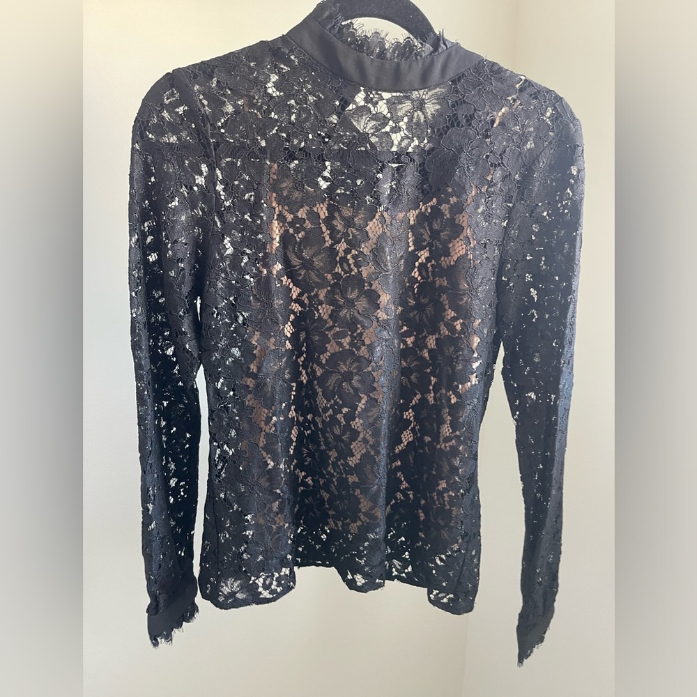 NWT Wayf black lace blouse with nude cami included